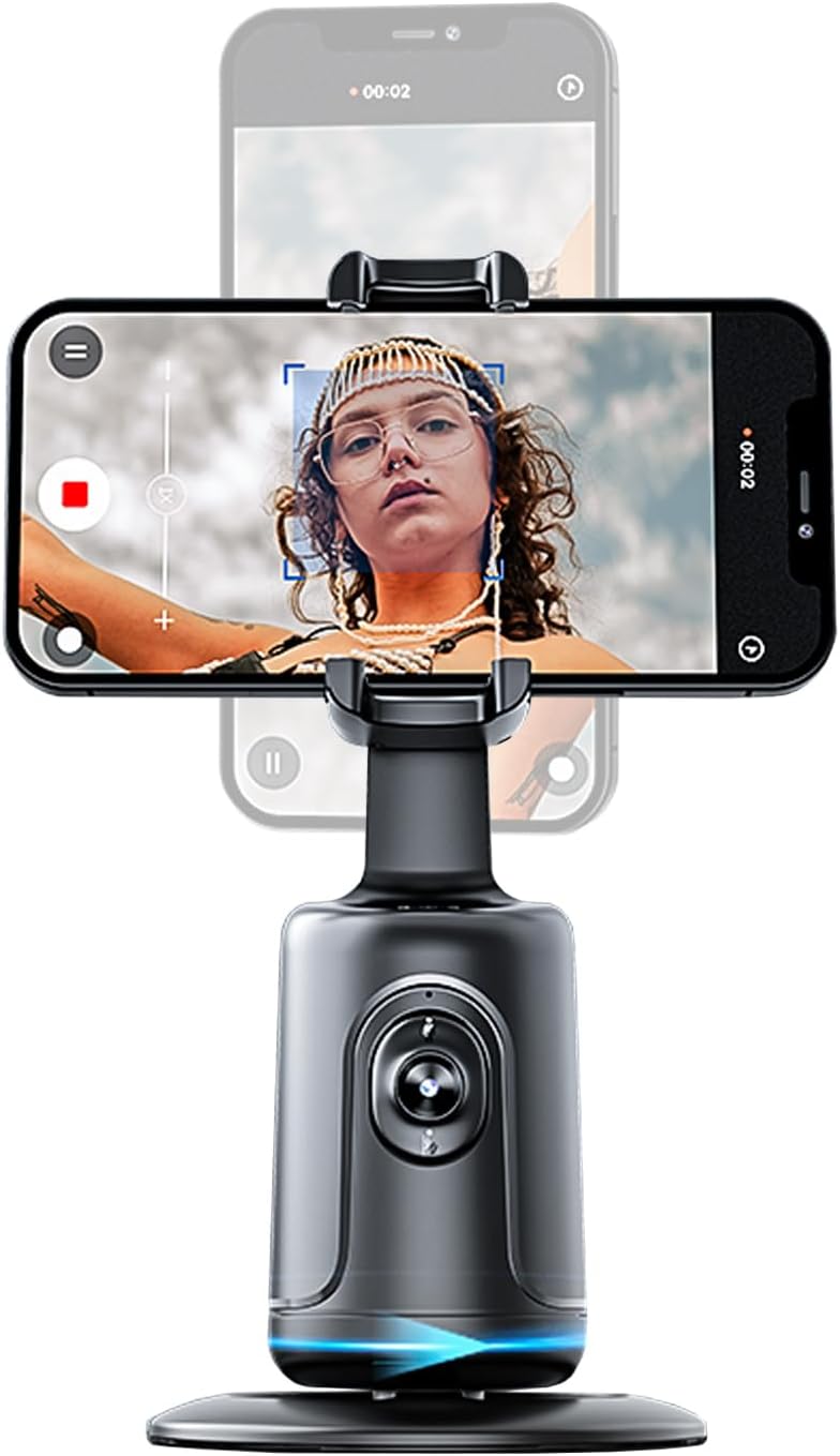 Green House Auto Face Tracking Phone Holder & Mount, 360°Fast Rotation, Gimbal Stabilizer for Influencer Content Creating Vlog, YouTube, TikTok, Gesture Recognization, GH-USTTA-BK - Image 1
